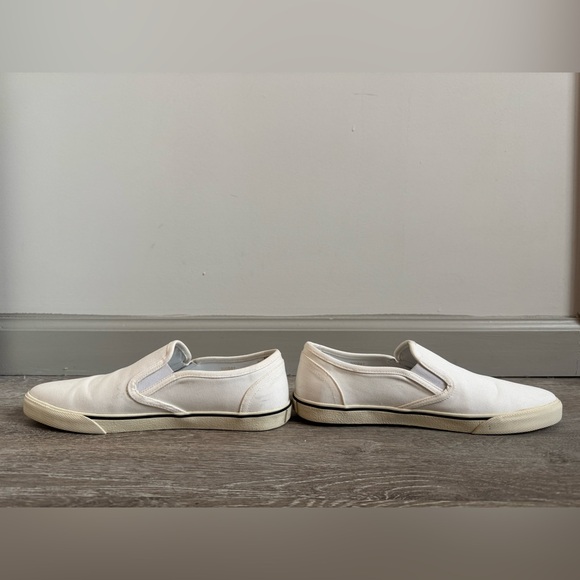 Authentic Celine Paris White Ecru Cloth Canvas Point Toe Slip On Luxury Sneakers - Picture 3 of 6